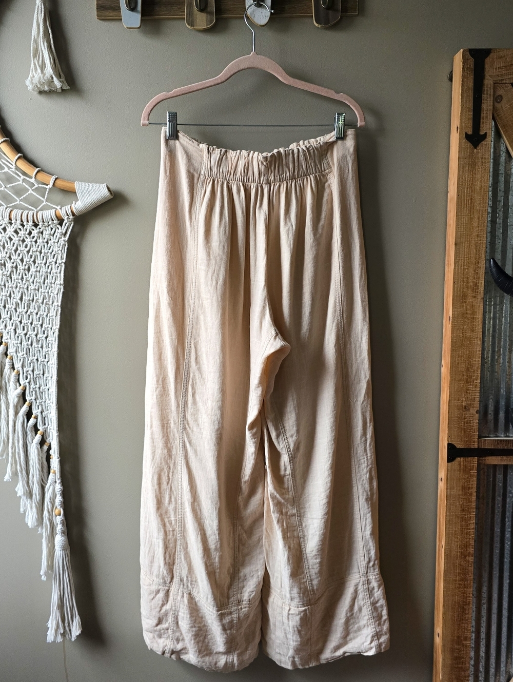 Free People Day's End Linen Pull-On Pants Sand Dollar - Picture 8 of 10